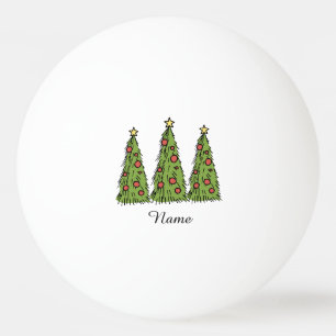 Hand Zeichne Weihnachtsbaum mit Zierarbeit Tischtennisball