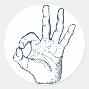 Hand zeichnen Vintages okay Zeichen der Skizze Runder Aufkleber