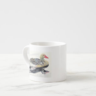 Hand zeichnen Watercolor-Vogel, Ente Espressotasse