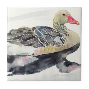 Hand zeichnen Watercolor-Vogel, Ente Fliese