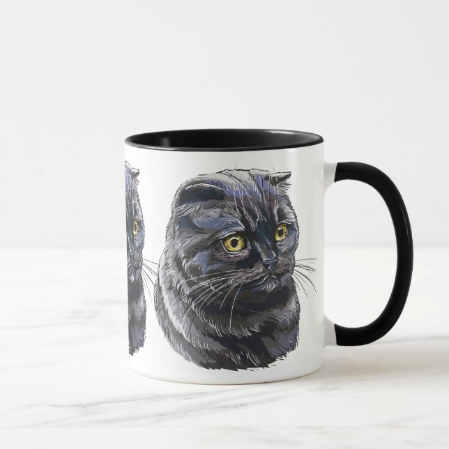 Hand zeichnend lustige, flauschig schwarze Schlang Tasse (Rechts)