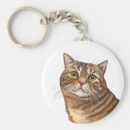 Hand zeichnend lustige Tabby Cat Tote Tag Schlüsselanhänger
