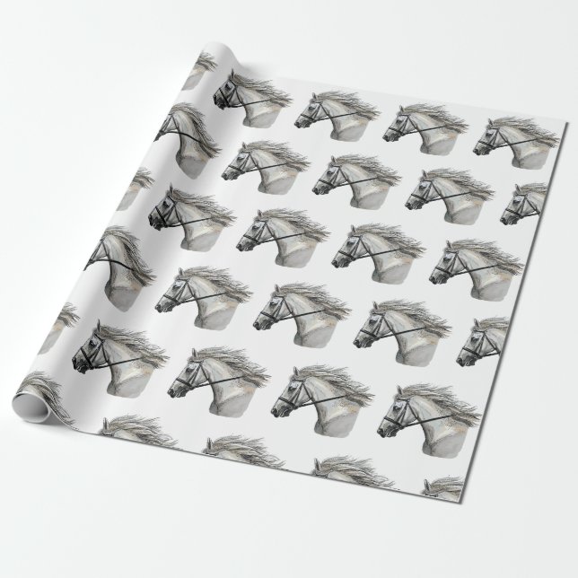 Hand zeichnend Pferd mit Brille Geschenkpapier (Ungerollt)