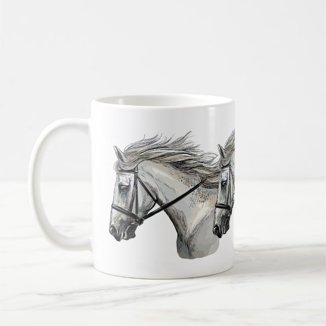 Hand zeichnend Pferd mit Brille Kaffeetasse (Links)