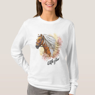 Hand zeichnend Pferd mit Pflanze T-Shirt