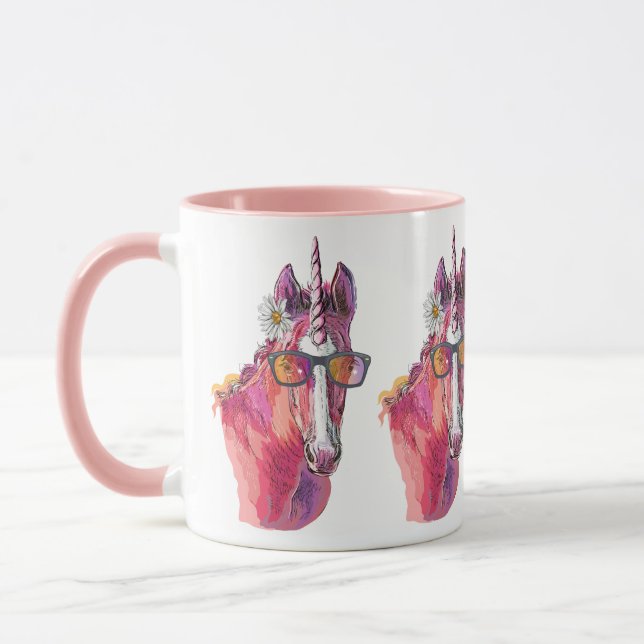 Hand zeichnend Rosa Einhorn-Tasse Tasse (Links)