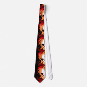 Hand Zeichnend Skull Neck Tie Krawatte