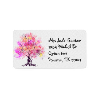 Hand zeichnend Wasserfarben abstrakter Baum Adressaufkleber