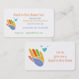 Hand zum Bleibe der Zuhause Care Business Card Visitenkarte