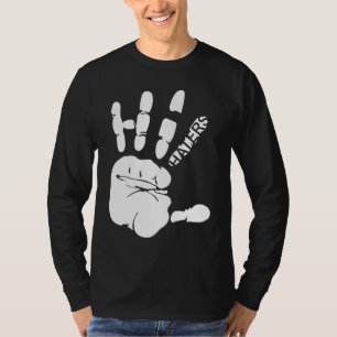Handabdruck Hand mit dem Wort Hater als Tattoo T-Shirt