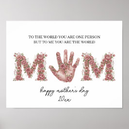 Handabdruck-Muttertags-Andenken, Muttertags-Blume Poster