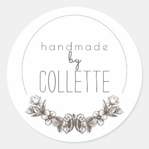Handarbeit mit dem Logo-Label "Floral Laurel" Runder Aufkleber
