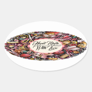 Handarbeit Nähsticker Ovaler Aufkleber