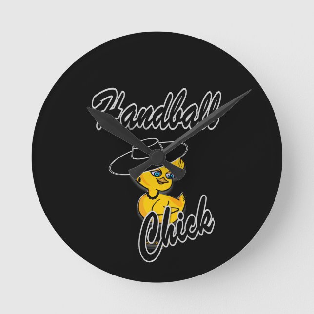 Handball Chick #4 Runde Wanduhr (Vorderseite)
