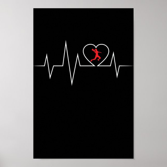 Handball EKG Liebe und Herzschlag Poster (Vorne)