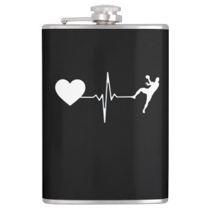 Handball Handball Handball Player Heartbeat Flachmann
