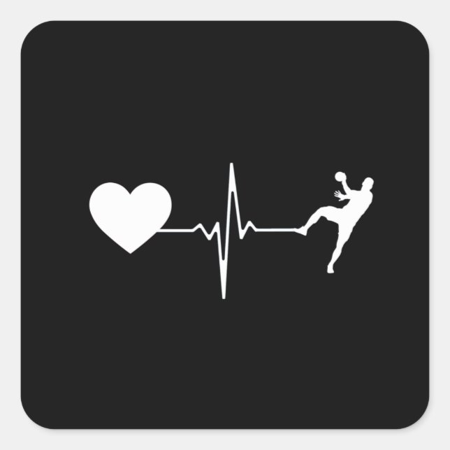 Handball Handball Handball Player Heartbeat Quadratischer Aufkleber (Vorderseite)