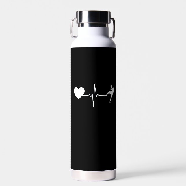 Handball Handball Handball Player Heartbeat Trinkflasche (Vorne)