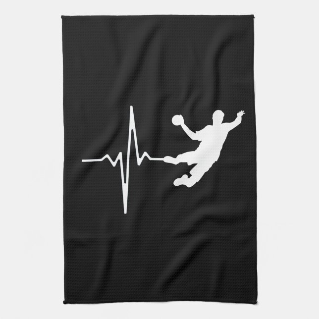 Handball - Handball Player Heartbeat Geschirrtuch (Vertikal)