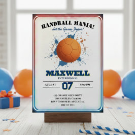 Handball Mania Birthday Invitation Einladung
