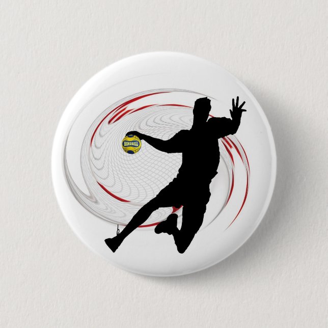 Handball Modernes, raffiniertes Spielerdesign Button (Vorderseite)