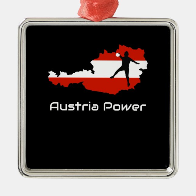 Handball - Österreich Power Österreich Shirt Ornament Aus Metall (Vorne)