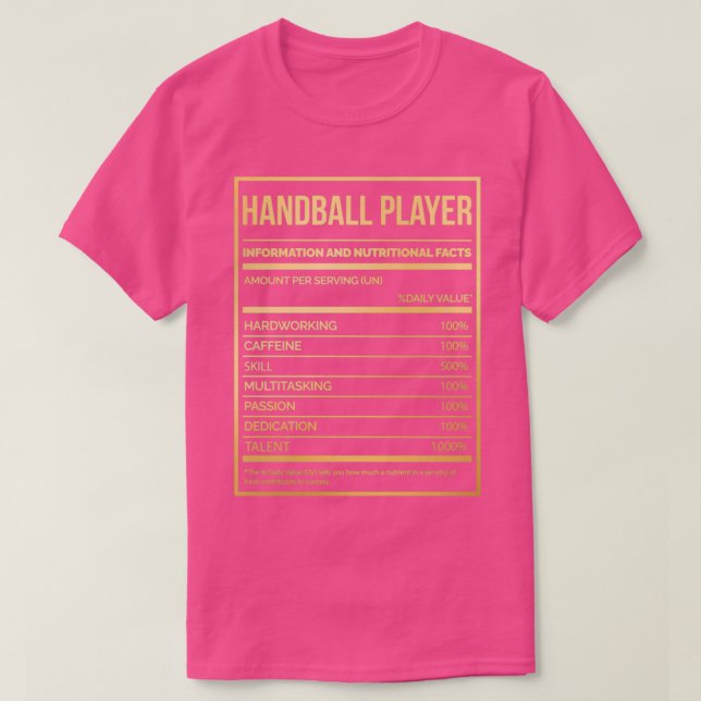 Handball Player Funny Handball Nutrition Label in T-Shirt (Design vorne)