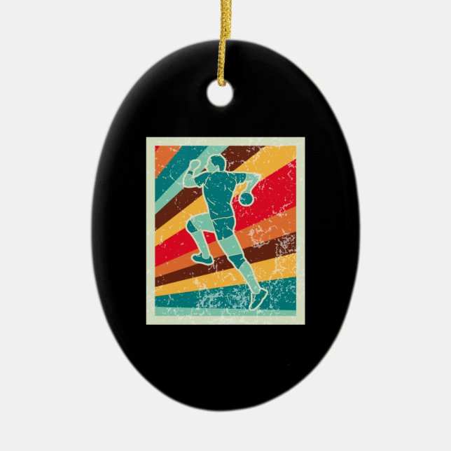 Handball Player Retro Keramik Ornament (Vorne)