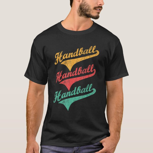 Handball - Retro Handball Player Athletic Sports E T-Shirt (Vorderseite)