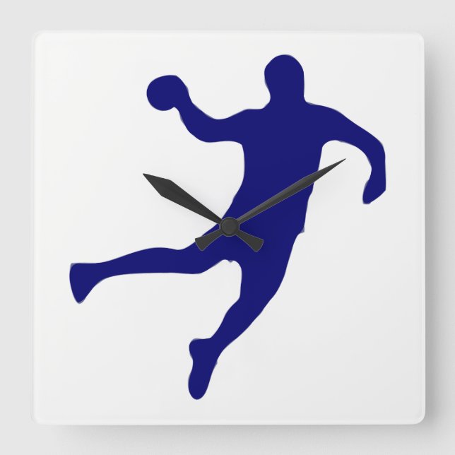 Handball-Silhouette Quadratische Wanduhr (Vorderseite)