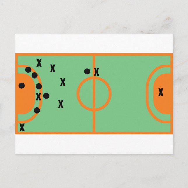 Handballfeld mit Spielersymbol Postkarte (Vorderseite)