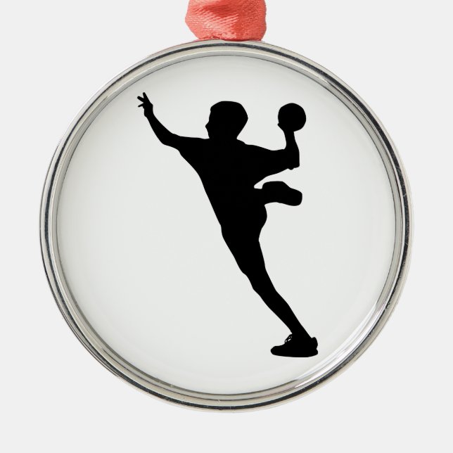 Handballspieler Silbernes Ornament (Vorne)