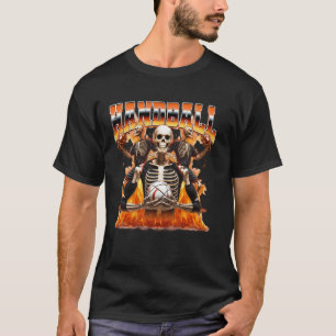 Handballspieler Skelett 90er Bootleg Stil T-Shirt