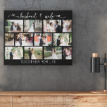 Handband und Ehefrau Foto Collage Mauerwerk Grid Künstlicher Leinwanddruck<br><div class="desc">Hochzeitsfoto Collage im modernen Mauerwerk-Stil mit handgeschriebenem Zitat und 12 Ihrer Lieblings-Fotos. Die Fotovorlage ist für Sie ein Set, um Ihre Bilder hinzuzufügen, die automatisch in horizontalen und vertikalen Formaten angezeigt werden. Die romantische Formulierung liest Ehemann & Ehefrau zusammen für das Leben. Gemeinsam für das Leben ist editierbar - Sie...</div>