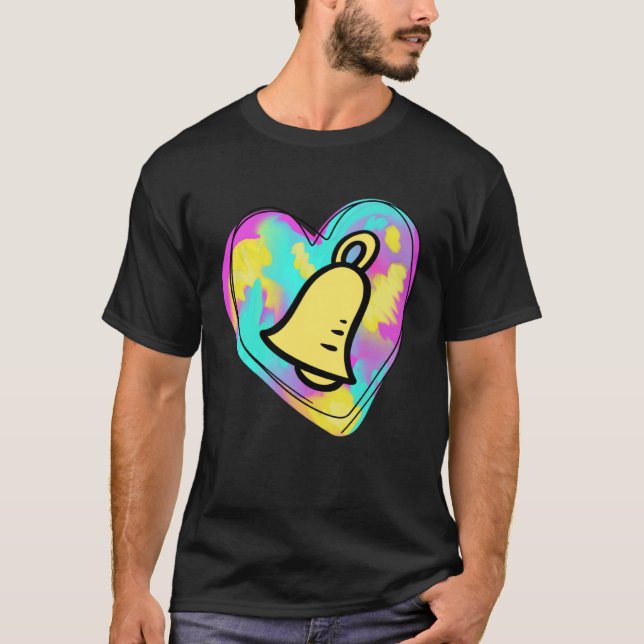 Handbell Ringer Multicolored Painted Heart T-Shirt (Vorderseite)