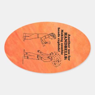 Handbells Zombie Explode Oval Sticker