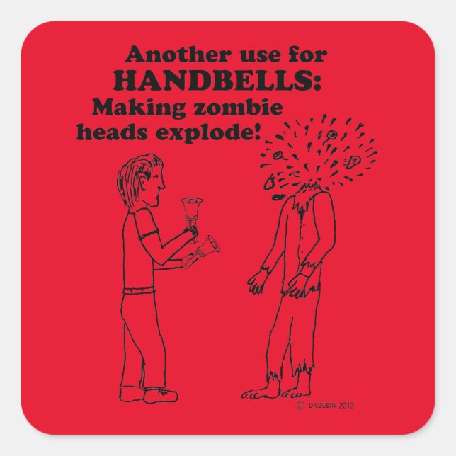 Handbells Zombie Explode Square Sticker (Vorderseite)