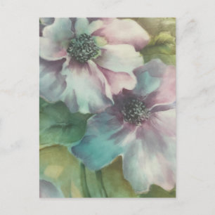 Handbemalte Anemonen Kunstpostkarte Pastell Blum Postkarte