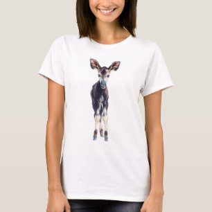 Handbemalte Baby-Okapi-Waldgiraffe Frauen T-Shirt
