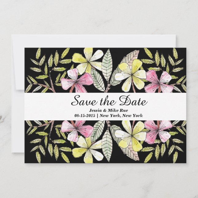 handbemalte Blume Save The Date (Vorderseite)