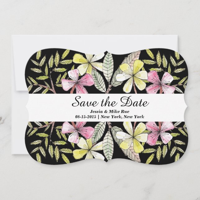 handbemalte Blume Save The Date (Vorderseite)