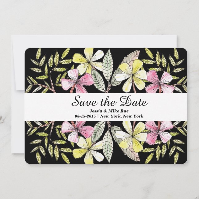 handbemalte Blume Save The Date (Vorderseite)