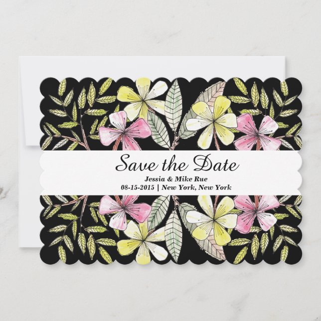 handbemalte Blume Save The Date (Vorderseite)