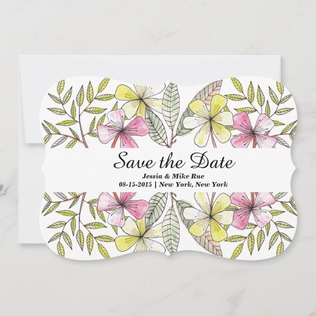 handbemalte Blume Save The Date (Vorderseite)