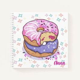 Handbemalte Donut Monogramm Rosa Lila Süß Notizbuch