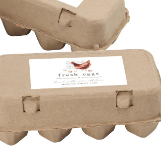 Handbemalte Hühnerfarm- oder Stall-Eierkartonschil Rechteckiger Aufkleber