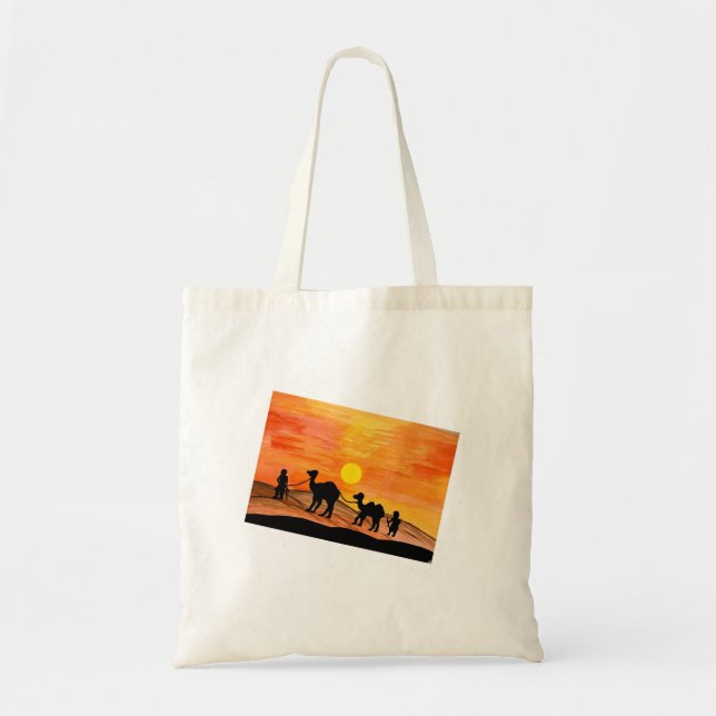 Handbemalte Kamel-Tasche für die Wüsten-Sonnenunte Tragetasche (Vorne)