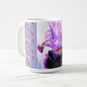 Handbemalte lila Iris Irissen florale Latte-Tasse Kaffeetasse