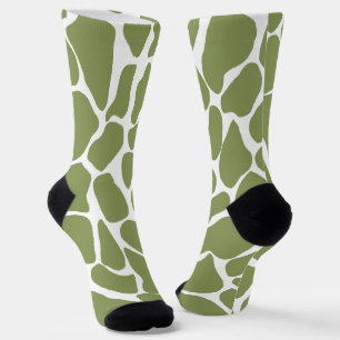 Handbemalte olivgrüne und weiße Giraffe Socken