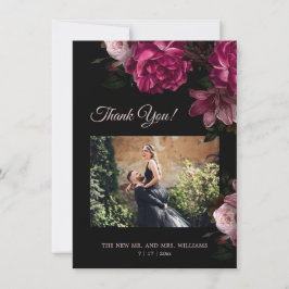 Handbemalte Rosen Dunkle Romantische Hochzeit  Dankeskarte